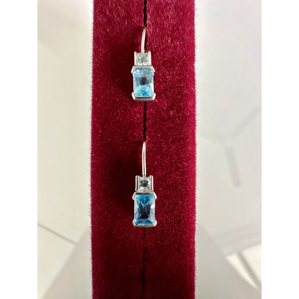 Blue Topaz‎ earrings in 14K White Gold